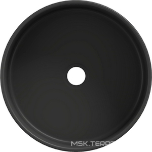 Раковина накладная на столешницу, круглая, 400x400хh165мм, без отв.д/смесит., без перелива, (цв.черный матовый),  ZZ Aqueduto Espiral ESP0140