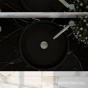 Раковина накладная на столешницу, круглая, 400x400хh165мм, без отв.д/смесит., без перелива, (цв.черный матовый),  ZZ Aqueduto Espiral ESP0140
