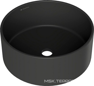 Раковина накладная на столешницу, круглая, 400x400хh165мм, без отв.д/смесит., без перелива, (цв.черный матовый),  ZZ Aqueduto Espiral ESP0140