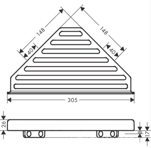Полочка-мыльница решетка, угловая, 148х305хh26мм, (цв.матовый белый),  ZZ Hansgrohe AddStoris 41741700