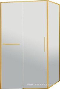 Душевой уголок 1200х900хh2000мм, прямоуг., правый/левый, (стекло прозрачное 6мм Easy Clean, фурн.цв. браш. золото),  ZZ Vincea Slim Soft VSR-1SS9012CLG