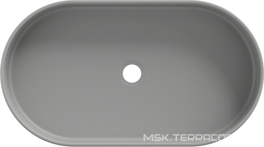 Раковина накладная на столешницу, овальная, 600x390хh120мм, без отв.д/смесит., без перелива, (цв.серый матовый),  ZZ Aqueduto Espiral ESP0230