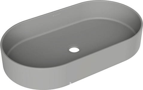 Раковина накладная на столешницу, овальная, 600x390хh120мм, без отв.д/смесит., без перелива, (цв.серый матовый),  ZZ Aqueduto Espiral ESP0230