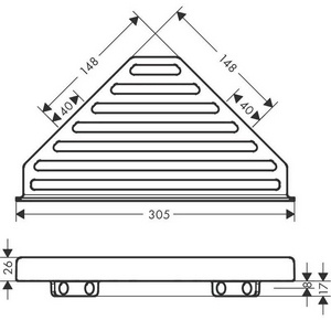 Полочка-мыльница решетка, угловая, 148х305хh26мм, (цв.матовый черный),  ZZ Hansgrohe AddStoris 41741670