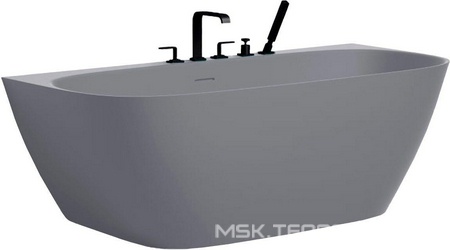 Ванна 1800х850хh610мм,пристенная,литой каменьS-Stone мат.цв.RAL 7004, д/к Up&Down в цвет, интегр.слив-пер,рама в компл,+4 отв под смесSofia Wall180 ZZ