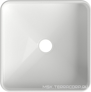Раковина накладная на столешницу, квадрат, 370x370хh135мм, без отв.д/смесит., без перелива, (цв.белый глянец),  Aqueduto Espiral ESP0310