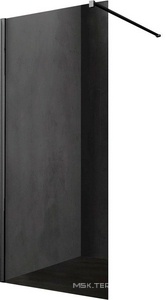 Душевая перегородка 1100хh2000мм, правая/левая, (стекло тонированное 8мм, поперечн. укорачиваемый кронштейн 1200мм, фурнит.цв.черный мат.),  ZZ Vincea Walk-In VSW-1H110CGB