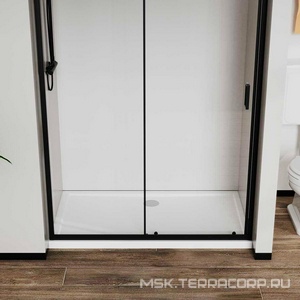 Дверь для душа, в нишу 1200хh1950мм, раздвижн., 1 дверь, 1 неподв.секц, правая/левая, (стекло прозрачное 5мм, фурн.цв.черный матовый),  ZZ Vincea City VDS-5CT120CLB