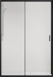 Дверь для душа, в нишу 1200хh1950мм, раздвижн., 1 дверь, 1 неподв.секц, правая/левая, (стекло прозрачное 5мм, фурн.цв.черный матовый),  ZZ Vincea City VDS-5CT120CLB