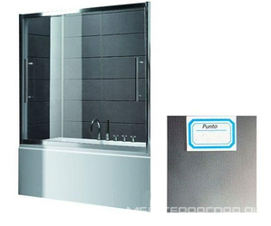 Штора на ванну сдвижн.(вправо/влево) 3-х секц., 170(168-172)хh145см,(вход 89см), устан. в нишу, (проф.цв.хром, стекло 6/8мм текстурное Punto), Trio XX