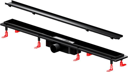 Душевой желоб 90 см, комбинированный затвор, решетка под плитку из нерж.стали, цв.черный ZZ AMPM Универсал W02SC-U11-090-04BM