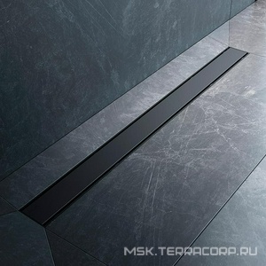 Душевой желоб 90 см, комбинированный затвор, решетка под плитку из нерж.стали, цв.черный ZZ AMPM Универсал W02SC-U11-090-04BM