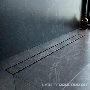 Душевой желоб 90 см, комбинированный затвор, решетка под плитку из нерж.стали, цв.черный ZZ AMPM Универсал W02SC-U11-090-04BM