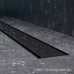 Душевой желоб 90 см, комбинированный затвор, решетка под плитку из нерж.стали, цв.черный ZZ AMPM Универсал W02SC-U11-090-04BM