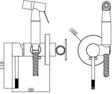 Смеситель c гигиеническ. душем встраиваемый, цв. сатин ESKO Vessel VSL01 VODA