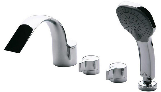 Смеситель для ванны, встраиваемый в борт на 4 отв., лейка, шланг 150см в компл., (цв.хром), Melagne ZZ Ideal Standard Melange A4293AA