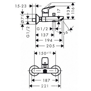 Смеситель для ванны, (цв.хром), Lоgis Hansgrohe Logis 71400000
