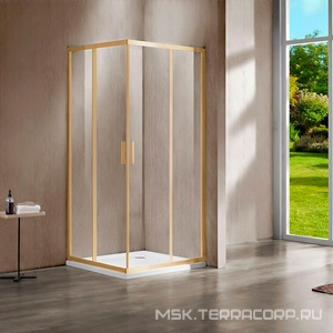 Душевой уголок 1000х900хh1900мм, прямоуг., правый/левый, (стекло прозрачное 6мм, фурн.цв.брашированное золото),  ZZ Vincea Garda VSS-1G9010CLG