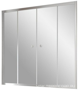 Шторка на ванну , 170x140 см, раздвижная, профиль хром глянцевый, стекло прозрачное ZZ Vegas Glass Z2V Z2V 0170 08 01