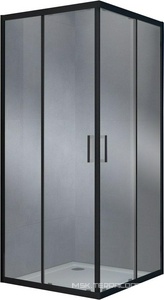 Душевой уголок 1000x1000хh1900мм, квадратн., раздвижные двери, (стекло прозрачное 6мм, фурн.цв.черный матовый),  ZZ Vincea Alpha VSS-3AL100CLB
