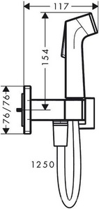 Гигиенический душ со смесителем, (скрытая часть арт.29235180, лейка с кнопкой, кронштейн, шланг 125см в компл.), (цв.полир.золото), Bidette E 1jet ZZ Hansgrohe Универсал 29233990 (Набор 29233990+29235180) (Сантекс)