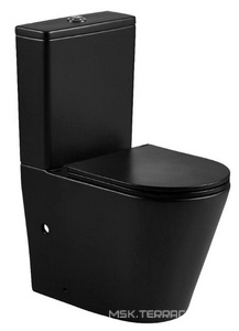 Унитаз напольный, безободковый с сиденьем микролифт в компл., цв. черный матовый ZZ Azario Black King AZ-8303D