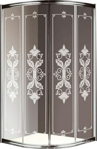 Душевое ограждение 1/4 круга R550, 885-900х885-900хh1950мм, 2 сдвижные двери, (ст.прозр.с матовым рисунком 6мм, фурн/хром),  ZZ Cezares Giubileo GIUBILEO-R-2-90-SCORREVOLE-CP-Cr
