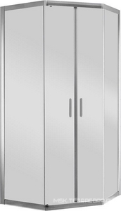 Душевой уголок 1000х800хh1950мм, 5-ти угольный, распашная дверь с 2 неподвижн. сегм., правый/левый, (стекло прозр.5/4мм, фурнит. цв.хром),  ZZ BelBagno Uno-195 UNO-195-PH-2-100/80-C-Cr