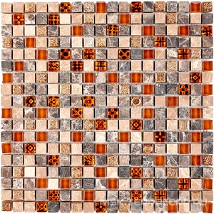 Мозаика Мастера Керамики Glass 720 из мрамора и стекла (чип 15x15) 30х30