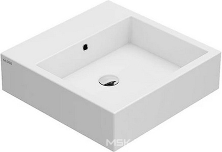 Раковина накладная на столешницу, квадратная 500х500хh140мм, с 1 отв.д/смесит., с переливом,  ZZ Globo Stone SCQ51.BI