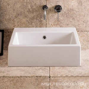 Раковина накладная на столешницу, квадратная 500х500хh140мм, с 1 отв.д/смесит., с переливом,  ZZ Globo Stone SCQ51.BI