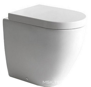 Унитаз напольный пристенный 34х48хh42см, выпуск в стену, крепёж в компл, (без сиденья),  Mini ZZ Ceramica Cielo Smile SMVASR Gloss White