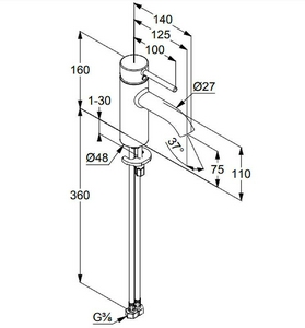 Смеситель для раковины DN100, однорычажный, без донного клапана, хром Kludi BOZZ 382720576