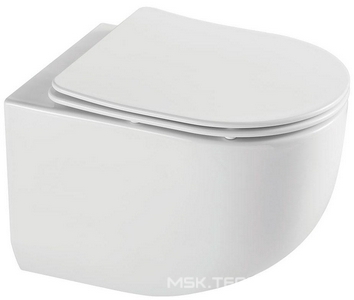 Унитаз подвесной, безободковый, смыв Tornado, 495х360х370мм, сиденье ультратонкое с микролифтом, крепеж в компл., (цв.белый),  ZZ Vincea Globo VT1-52T