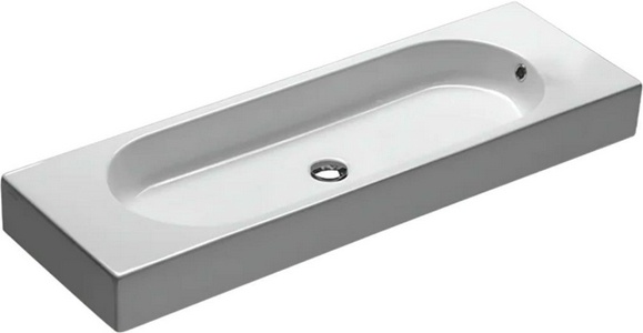 Раковина 110х35см, (c 2 отв. д/смес. ВЫСВЕРЛИВАЮТСЯ САМОСТОЯТЕЛЬНО!!!), накладная на столешницу (без креплен.YR47),  ZZ Hatria Area Y0W501   2отв.д/смес