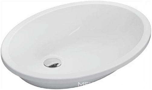 Раковина встраиваемая в столешницу снизу, овальная. 570х430хh200мм, без отв.д/смесит., с переливом, крепеж в компл, Globo ZZ Globo Универсал VA018.BI