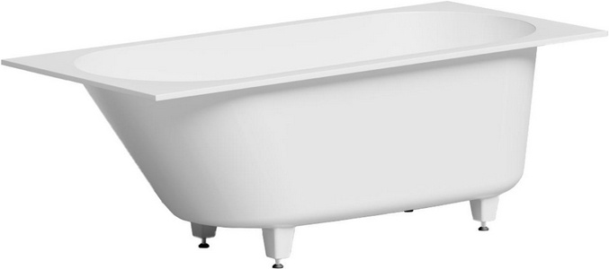 Ванна 1600х700хh540мм, встраив., литой камень S-Sense матовый цв.белый, интегрир.слив-перелив, донный клапан, регулир. ножки, в компл.,  ZZ Salini Ornella 102416M