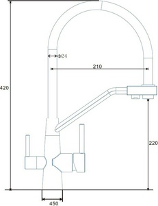 Смеситель для кухни, гибкий излив, цв. нерж.сталь/черный ESKO ESKO K25B