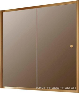 Шторка на ванну , 200x140 см, раздвижная, профиль бронза, стекло бронза, ручки knob ZZ Vegas Glass ZV ZV 0200 05 05