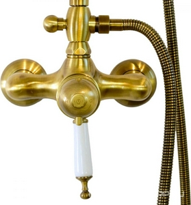 Смеситель для душа, со стационарным верхним душем d215мм., душевая лейка, шланг в компл., (цв.бронза),  ZZ Migliore Oxford 31863