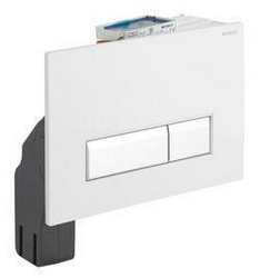 Клавиша двойного смыва, со встроенной системой устранения запахов, для инсталляции арт.111.370.00.5, (стекло цв.белый/алюминий), Sigma 40 XX