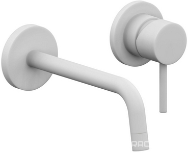Смеситель для раковины, настенный, излив 245мм, встраиваемая часть в компл., без д/к, (цв. белый матовый),  ZZ Paffoni Light LIG007BO70