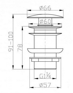 Донный клапан для сливного отверстия раковин без перелива, нажимной Clic-Clac, G 1 1/4, (цв.черный матовый), Belbagno ZZ BelBagno Универсал BB-SC-NERO