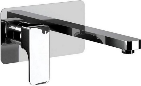 Смеситель для раковины, настенный, излив 200мм, (внешняя часть, БЕЗ внутренней части арт.ZA01651004), (цв. хром),  XX Cisal Cubic CU005510 21