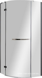 Душевой уголок 900х900хh1950мм, 1/4 круга, дверь распашнная, петли справа, с 2 неподв. сегментами, (стекло прозрачное 6мм, фурн.цв.хром), Bergamo ZZ