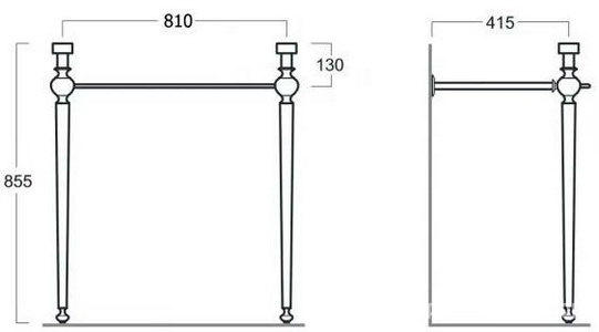 Консоль металлическая для раковины 105см, (для арт.AR 874 хх), (цв. хром),  ZZ Simas Arcade AR CG2 cromo