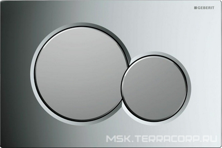 Клавиша двойного смыва (пластик, рамка цв. глянцевый хром, кнопки матовый хром),  ZZ Geberit Sigma01 115.770.KA.5