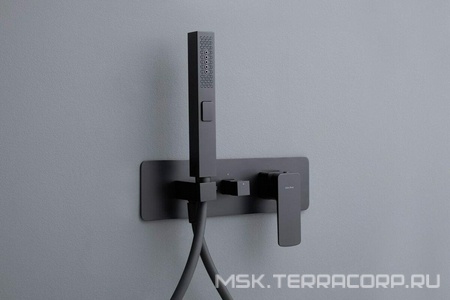 Смеситель для ванны, встраиваемый в стену, шланг, лейка, внутренняя часть в компл., (цв.черный матовый),  ZZ Allen Brau Infinity 5.21011-31