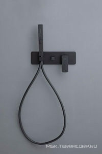 Смеситель для ванны, встраиваемый в стену, шланг, лейка, внутренняя часть в компл., (цв.черный матовый),  ZZ Allen Brau Infinity 5.21011-31