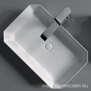 Раковина накладная  56x36 см, БЕЗ отверстия под смеситель, (скошенные углы), белая Sanita Luxe Line WB.CT/Line/55-N/WHT.G/S1 / (LINSLWB01)